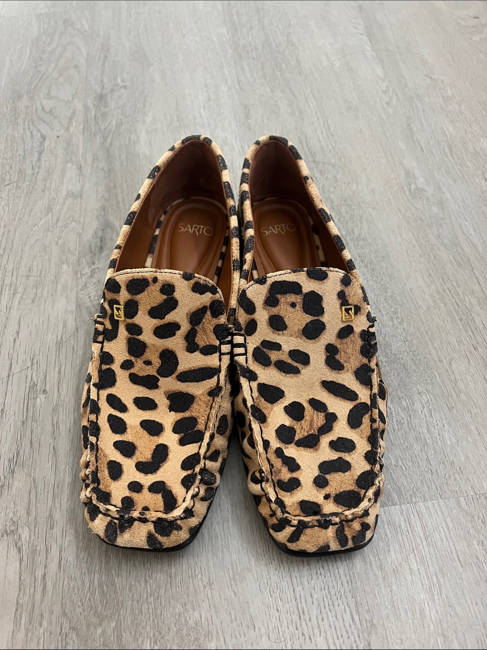 SARTO By Franco Sarto Leopard-Print Suede Loafers - Tan & Black